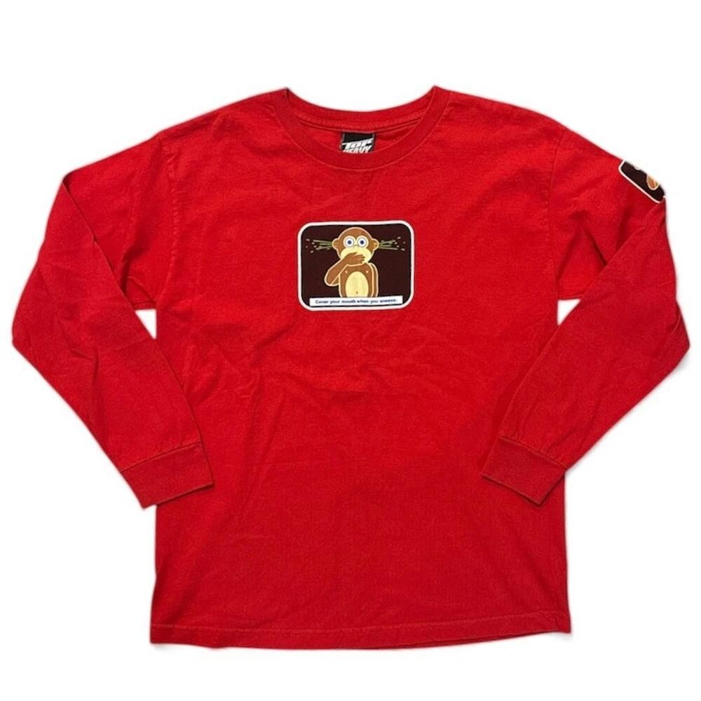 Vintage Top Heavy Shirt Youth XL Red Long Sleeve Monkey Skate Tee Y2K 00s